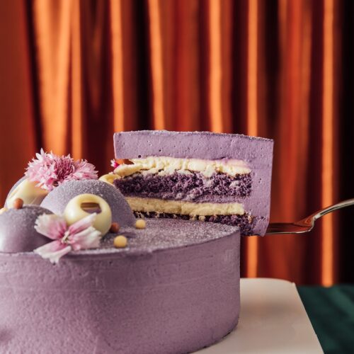 Ube Cheesecake slices