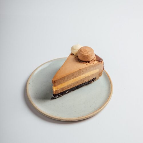 Milk Chocolate Orange cake slice served on a plate